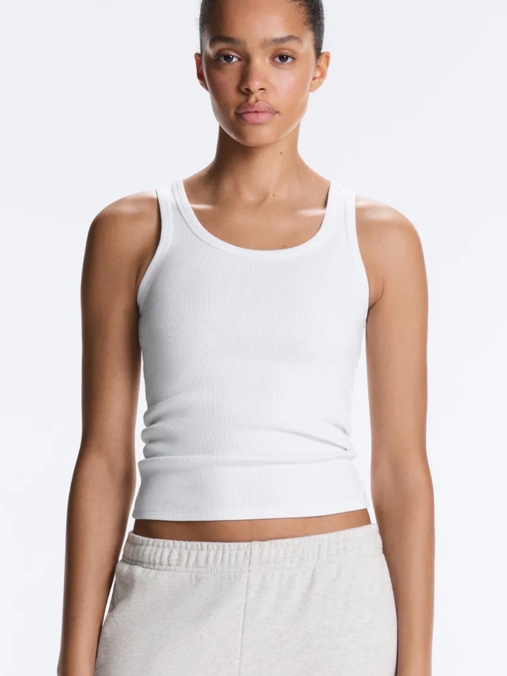 NWT Oysho white Fitted rib strap cotton modal sleeveless shirt tank, small